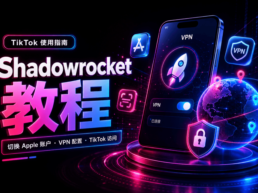 如何切换 Apple 账户下载 Shadowrocket，并配置 VPN 访问 TikTok